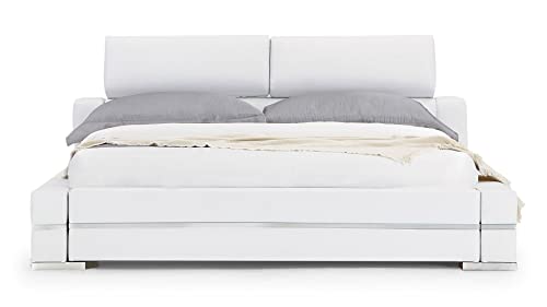 Zuri Hera White Leather Platform Bed - California King