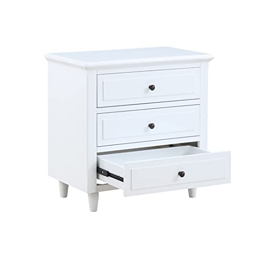 EPOFIT 3 Drawer Wooden Nightstand Set of 2, White Wood Bedside Table with Solid Pine Wood Legs, 3 Drawers Dresser Side End Table Cabinet Drawers Chest for Bedroom, Living Room, Fully Assembled