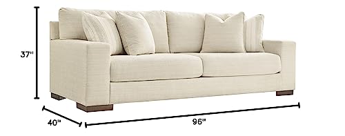 Signature Design by Ashley Maggie Contemporary Upholstered Sofa with Accent Pillows, Off-White