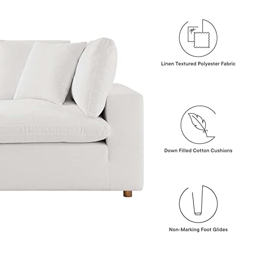 Modway Commix Down-Filled Overstuffed Upholstered 4-Piece Sectional Sofa in Pure White