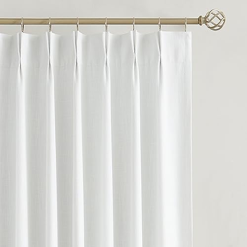 Vision Home White Pinch Pleated Full Blackout Curtains Thermal Insulated Window Curtains 95 inch for Living Room Bedroom Room Darkening Pinch Pleat Drapes with Hooks Back Tab 2 Panel 40" Wx95 L