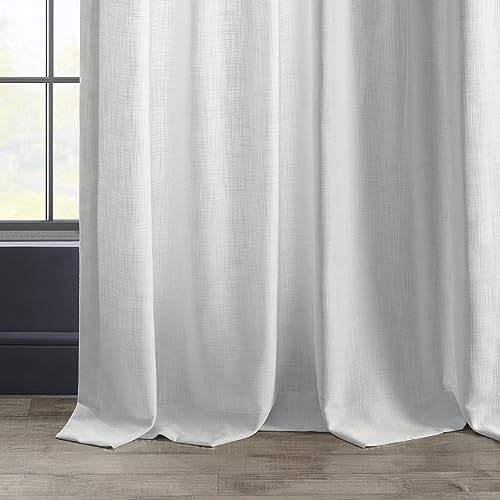 HPD Half Price Drapes Semi Sheer Faux Linen Curtains for Bedroom 96 inches Long Light Filtering Living Room Window Curtain (1 Panel), 50W x 96L, Rice White