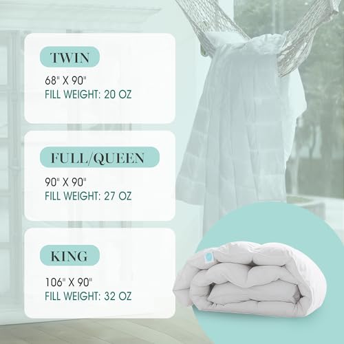 MARTHA STEWART 650 Fill Power Luxury Fluffy White Down Comforter - 300 Thread Count 100% Sateen Cotton Bedding Comforter, Light Warmth Duvet Insert with Corner Loops King Size Made in USA - 106" x 90"