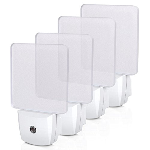 DEWENWILS Plug-in LED Night Light with Light Sensor,Warm White, Dusk to Dawn Sensor Flat Nightlight for Bathroom, Hallway, Bedroom, Living Room, UL Listed, 4 Pack