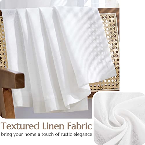 jinchan Linen White Curtains 108 Inches Extra Long for Living Room Farmhouse Rod Pocket Back Tab Light Filtering Window Drapes with Lined for Bedroom Off White 2 Panels