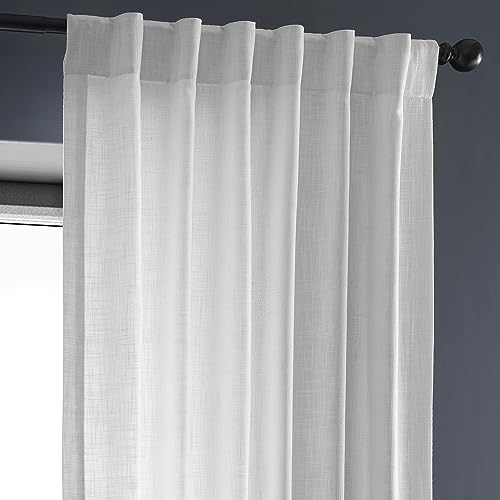 HPD Half Price Drapes Semi Sheer Faux Linen Curtains for Bedroom 96 inches Long Light Filtering Living Room Window Curtain (1 Panel), 50W x 96L, Rice White