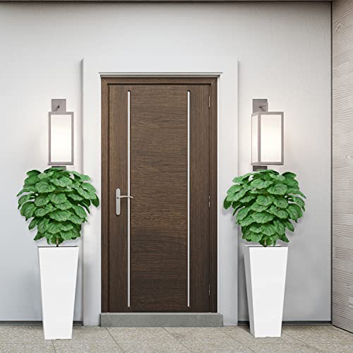 Verel Set of 2 Tall Outdoor Planters - 24 Inch Large Outdoor Planter with Small Planting Pots – Indoor and Outdoor Rectangular Flower Pots for Front Door, Porch, Patio and Deck (White)