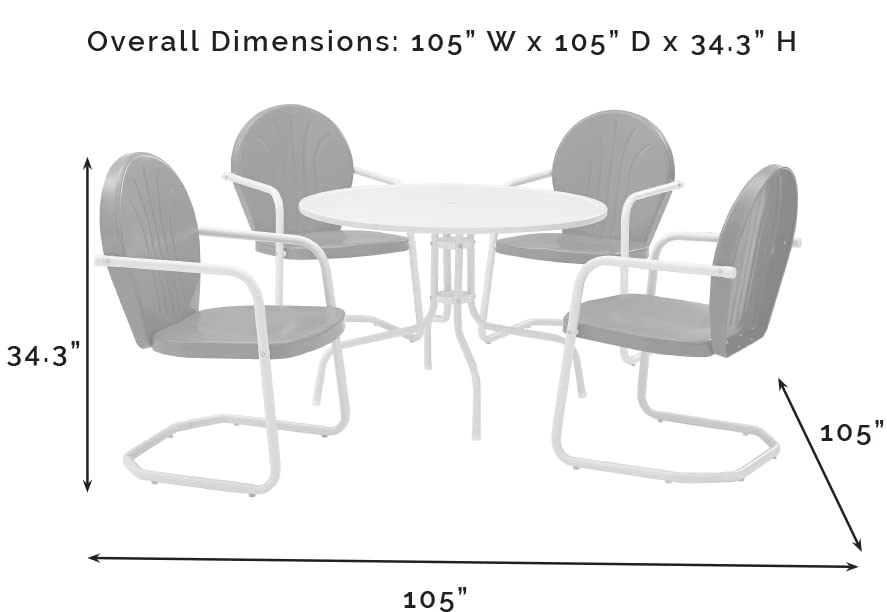 Crosley Furniture Griffith 5-Piece Metal Outdoor Dining Set with Table and Chairs - White