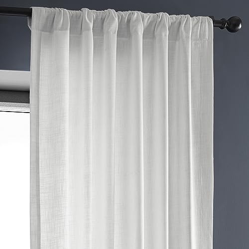 HPD Half Price Drapes Semi Sheer Faux Linen Curtains for Bedroom 96 inches Long Light Filtering Living Room Window Curtain (1 Panel), 50W x 96L, Rice White