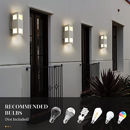 harriet Outdoor Wall Lights, Aluminum Modern Outdoor Wall Sconce Waterproof Rustproof, Up and Down Lighting Exterior Sconces Porch Lantern, Sanded White Finish