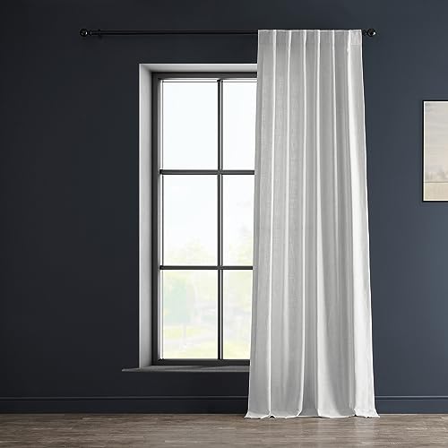 HPD Half Price Drapes Semi Sheer Faux Linen Curtains for Bedroom 96 inches Long Light Filtering Living Room Window Curtain (1 Panel), 50W x 96L, Rice White