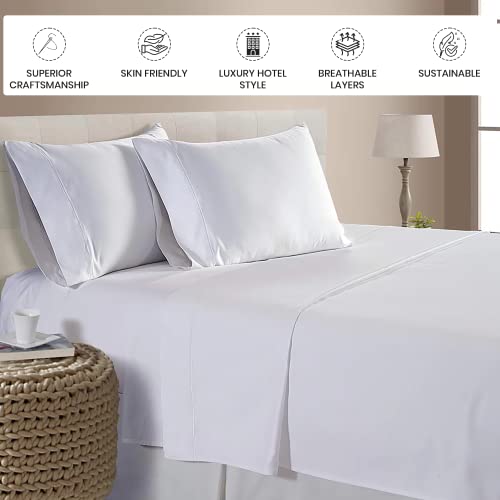 Egyptian Cotton Sheets King Size Sheet Set, King Bed Sheets for King Size Bed, Bedding Sheets & Pillowcases, King Sheets Deep Pocket, Chateau Home 800 Thread Count Hotel Collection Sheets White