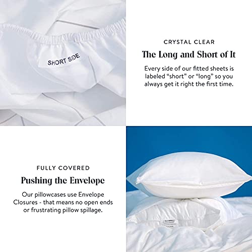 Brooklinen Luxury Sateen 4 Piece Sheet Set - 100% Cotton, King Size in White - 1 Fitted Sheet, 1 Flat Sheet, 2 Pillowcases | Best Luxury Sheets