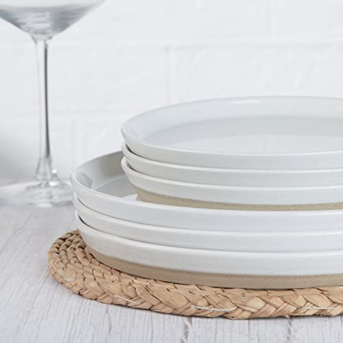 Famiware Saturn Dinnerware Sets, 12 Piece Dish Set, Plates and Bowls Sets for 4, White