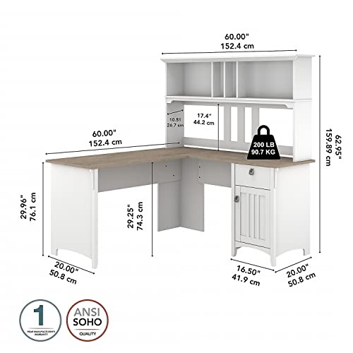 Bush Furniture Salinas Home Office Desk, 60W, Pure White and Shiplap Gray