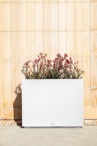 Veradek Block Series Span Plastic Planter - Tall Rectangular Planter for Indoor or Outdoor Patio/Porch | Durable All-Weather with Removable Insert Bucket | Modern Design for Plants, Flowers, Garden