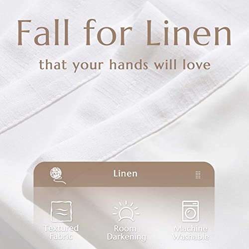 jinchan Linen White Curtains 108 Inches Extra Long for Living Room Farmhouse Rod Pocket Back Tab Light Filtering Window Drapes with Lined for Bedroom Off White 2 Panels