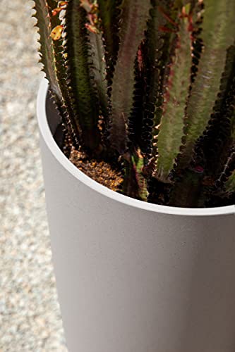 Veradek Vega Round Tall Planter Pots for Indoor/Outdoor Use | Made from Plastic - Concrete Mix with Drainage Holes | Perfect for Small to Large Succulent Plants, Flowers, Modern Interior Plants