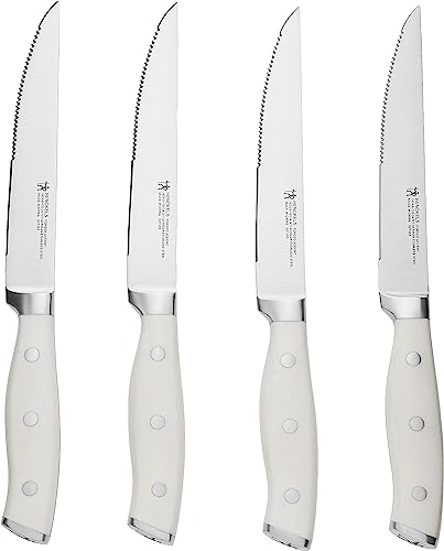 HENCKELS Forged Accent Razor-Sharp Steak Knife Set of 4, White, German Engineered Knife Informed by over 100 Years of Mastery