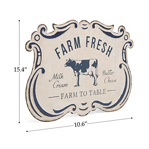 NIKKY HOME Farm Fresh Dairy Country Signs Funny Milk Cow Sign Wall Decor Retro Vintage Farm House Sign Metal Animals Yard Decor Gift