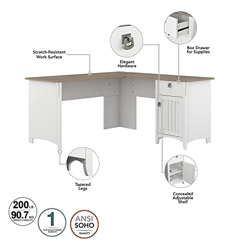 Bush Furniture Salinas Home Office Desk, 60W, Pure White and Shiplap Gray