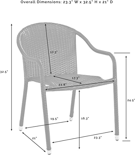 Crosley Furniture CO7109-WH Palm Harbor Outdoor Wicker Stackable Chairs, Set of 4, White