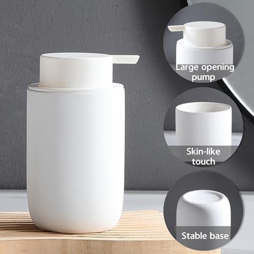 Foaming Soap Dispenser Set - 2 Pack White Ceramic Foam Dish Hand Soap Dispenser with Black Pump for Bathroom, Bathroom Dispenser Set for Modern Home Farmhouse Decor