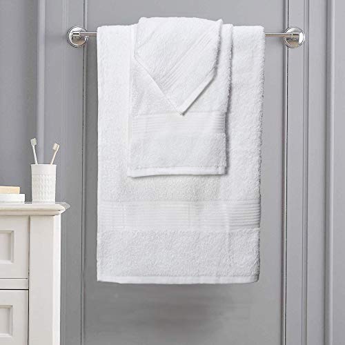 Belizzi Home Ultra Soft 6 Pack Cotton Towel Set, Contains 2 Bath Towels 28x55 inch, 2 Hand Towels 16x24 inch & 2 Wash Coths 12x12 inch, Ideal Everyday use, Compact & Lightweight - White