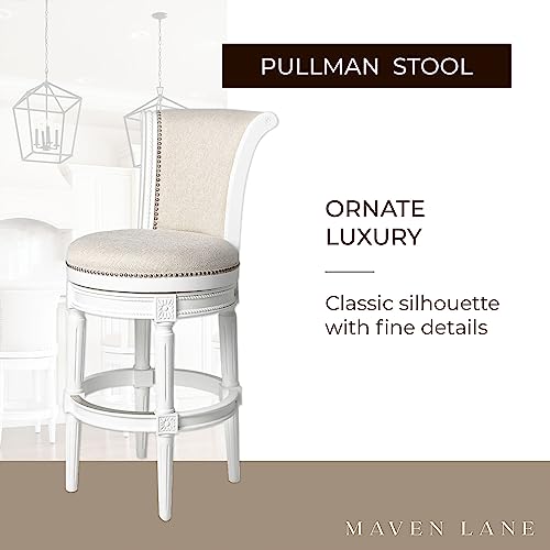 Maven Lane Pullman Wooden Swivel Kitchen Stool, Alabaster White Finish, Set of 4