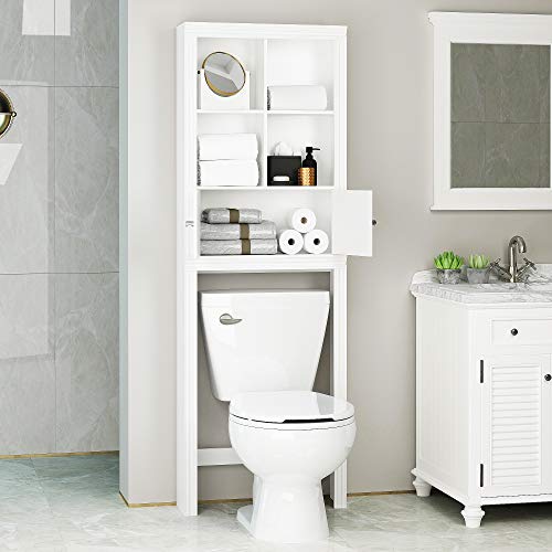 Spirich Over The Toilet Storage Cabinet, Above Toilet Storage Cabinet with Doors, Freestanding Bathroom Space Saver, White