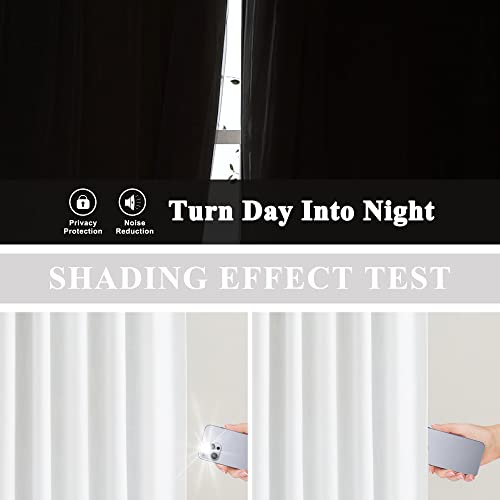 Vision Home White Pinch Pleated Full Blackout Curtains Thermal Insulated Window Curtains 95 inch for Living Room Bedroom Room Darkening Pinch Pleat Drapes with Hooks Back Tab 2 Panel 40" Wx95 L