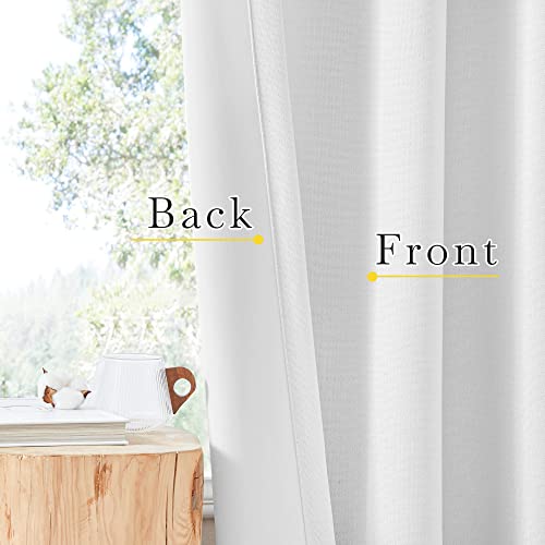 NICETOWN Faux Linen Room Darkening Living Room Curtains, Pinch Pleated Curtains Thick Linen Blend Thermal Insulated Noise Reducing Window Drapes for Bedroom, Greyish White, W50 x 90, Set of 2