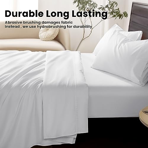 LBRO2M 100% Egyptian Cotton 1200 Thread Count Sheets Set King Size,Bed Sheet 4 Piece Sets,16 inches Deep Pocket,All Season,Bedding Super Soft (White)