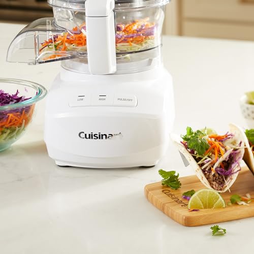 Cuisinart 9-Cup Continuous Feed Food Processor with Fine and Medium Reversible Shredding and Slicing Disc, Universal Blade, Continuous-Feed Attachment, and In-Bowl Storage (White)