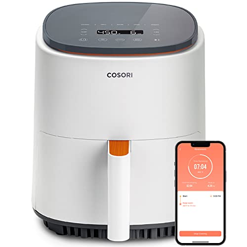 COSORI Air Fryer 4 Qt, 7 Cooking Functions Airfryer, 150+ Recipes on Free App, 97% less fat Freidora de Aire, Dishwasher-safe, Designed for 1-3 People, Lite 4.0-Quart Smart Air Fryer, White