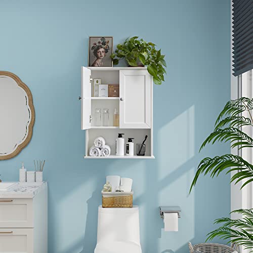 VANIRROR White Bathroom Wall Cabinet Over The Toilet Storage Cabinet, 24x30 Inch Above Toilet Storage Wood Medicine Cabinets Wall Mounted Bathroom Cabinet with Doors for Laundry Room, Bedroom Kitchen