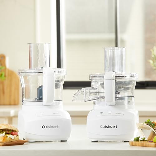 Cuisinart 9-Cup Continuous Feed Food Processor with Fine and Medium Reversible Shredding and Slicing Disc, Universal Blade, Continuous-Feed Attachment, and In-Bowl Storage (White)