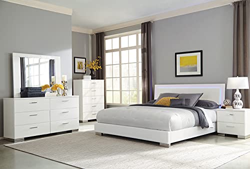 Coaster Home Furnishings Bedroom Furniture Set, Glossy White, King