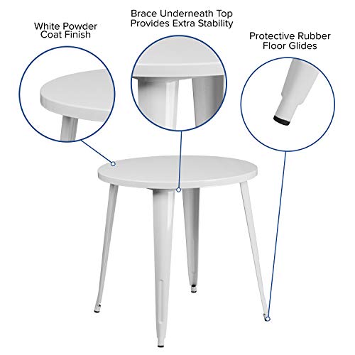 Flash Furniture Jeffrey Commercial Grade 30" Round White Metal Indoor-Outdoor Table