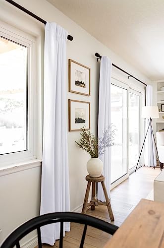 100% White Blackout Curtains for Bedroom 108 Inches Long,Back Tab/Rod Pocket Living Room Drapes,Thermal Insulated Linen Textured Blackout Curtains 2 Panels Set,50" W x 108" L,Bright White