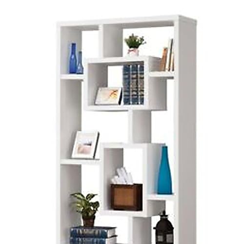 10 Shelves Bookcase Sturdy Storage White 52 X 63 Casual Wood Painted