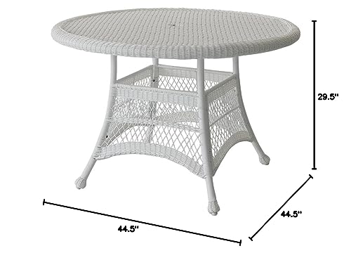 Jeco Wicker Round Dining Table, 44", White