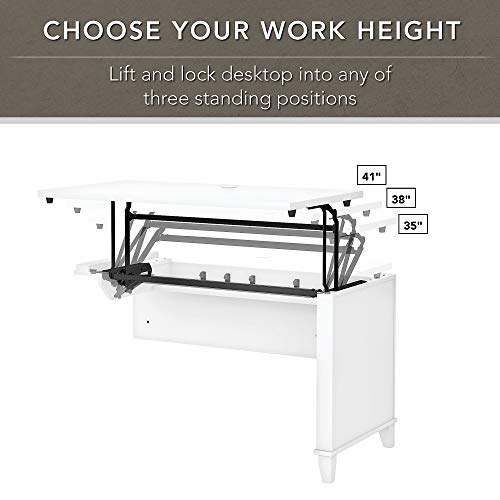 Bush Furniture Somerset 72W 3 Position Sit to Stand L Shaped Desk in White