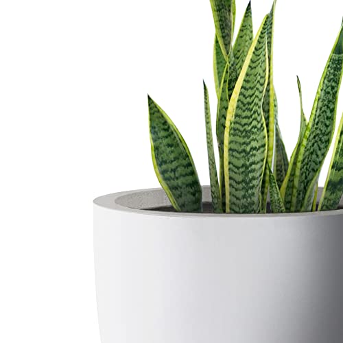 Kante 18" Dia. Large Pure White Concrete Planter, Outdoor Indoor Modern Round Plant Pots, Lightweight, Heavy Duty, Weather Resistant, Seamless with Drainage Hole (RC0050C-C80011)