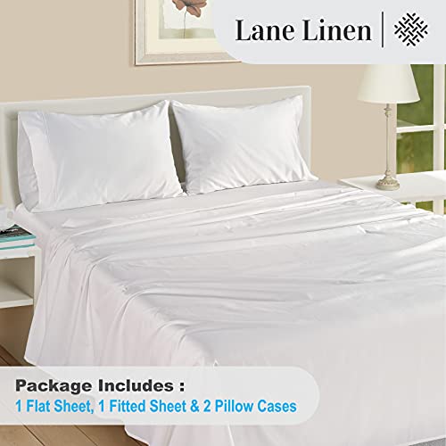 LANE LINEN 100% Egyptian Cotton Bed Sheets - 1000 Thread Count 4-Piece White King Set Bedding Sateen Weave Luxury Hotel 16" Deep Pocket (Fits Upto 17" Mattress)