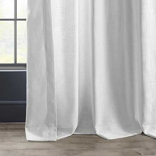 HPD Half Price Drapes Semi Sheer Faux Linen Curtains for Bedroom 96 inches Long Light Filtering Living Room Window Curtain (1 Panel), 50W x 96L, Rice White