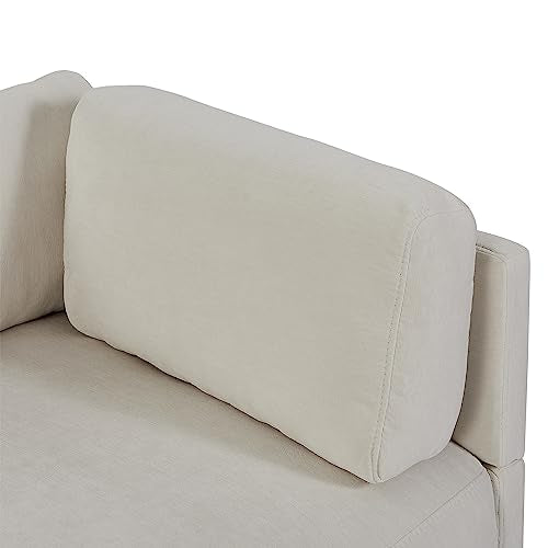 Eafurn 102.4" Reversible Sectional Extra Wide Chaise Lounge,3-Seater L-Shape Corner w/Moveable Ottoman and Arm-Pillows,Comfy Upholstery Sofa & Couches for Living Room, White