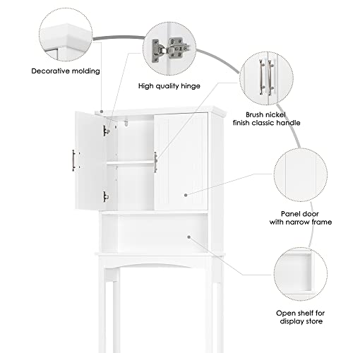 Spirich Over The Toilet Storage Cabinet, Bathroom Shelf Over Toilet, Bathroom Organizer Space Saver, White