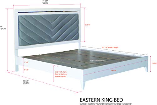 Kings Brand Furniture – Madison 6-Piece King Size White Bedroom Set. Bed, Dresser, Mirror, Chest & 2 Nightstands