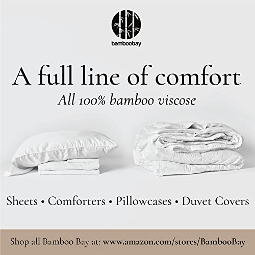 Bamboo Bay Luxury Bamboo Sheets King Size - 6 Piece Ultra Soft Cooling Sheets for Hot Sleepers - 100% Organic Bamboo Sheet Set Fits Up to 16" Deep Pocket - Eco Friendly - White